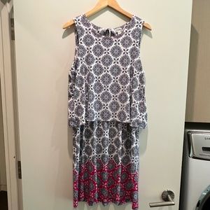 Hatley RobertaTank Dress, invisible waist, size medium (8-10) blue white pink